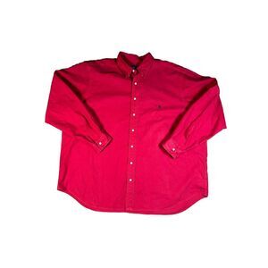 Ralph Lauren Men's Button Down Dress Shirt Size 2XTG Cotton Red Small Flaws Spot